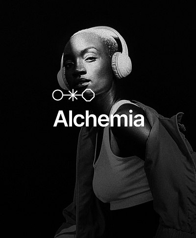 Alchemia Logotype alchemy blackandwhite branding chemical grain graphic design headphones logo logodesign logotype minimal minimalist visualidentity