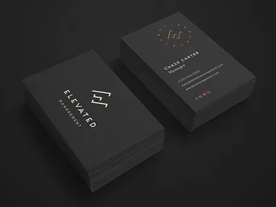 Elevated / Business cards design art direction branding business cards corporate identity e letter embossing graphic design graphiste freelance logo logo concept mockup monogram print design topo map