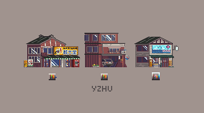 Pixel | Retro Shopfronts architecture aseprite building design pixel pixelart space