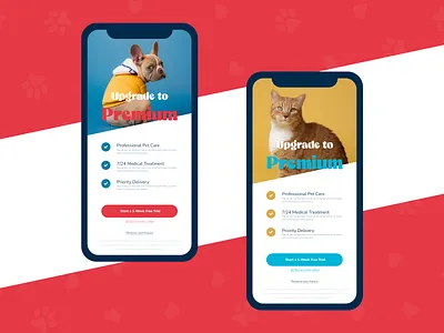 PetCare App animal app app app design design mobile application paywall design paywall page pet app petcare app ui ui design user experience design user interface design ux ux design veterinary