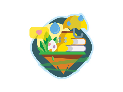 Digital Spring Badge 2d badge boots cute design digital easter egg fun heart icon illustration island kid love rain season spring umbrella vector