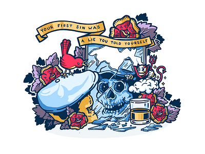 Your First Sin gaslight anthem illustration lie procreate sin skull tattoo wren