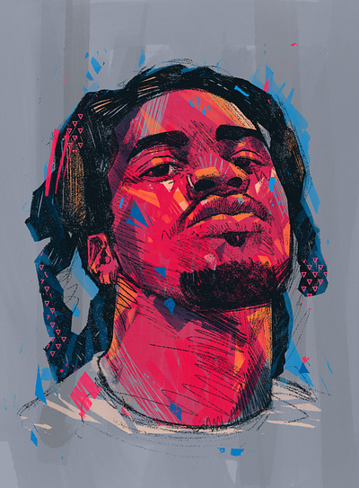 Denzel Curry denzel curry illustrate illustrated portrait illustrated rapper illustration illustrator nft portrait people portrait portrait illustration procreate portraits rap artist rap music rapper portrait