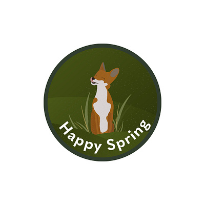 Spring fox cub in a field badge design field fox graphic design illustration illustrator simple spring