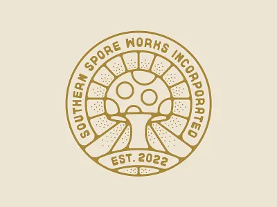 Mushroom Logo badge design california circle logo culinary grow illustration mushroom mushroom log mushroom logo nienowbrand retro badge shroom design southern stipple traditional type badge type logo vintage badge vintage design