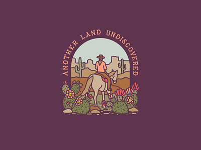 Another Land Undiscovered cactus desert design equestrian horse illustration lettering plants west western