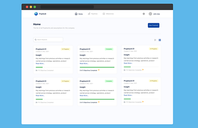 OKR Homepage for Propheciii design homepage milestones product design ui