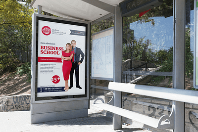 Business school advertising design advertising branding business city design graphic design illustrator kids red school typography vector