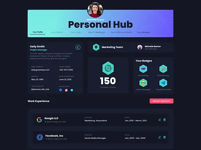 Employee Profile dark hr intranet linkedin profile team ui user