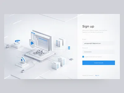 Data Demo Platform x Login Page 3d banner c4d clean icons interface landing page login page ui uiux ux web website website design