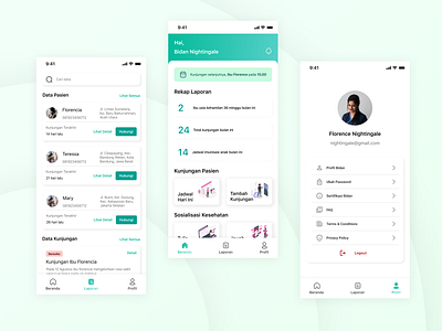 Midwife Application application design health midwife mobile ui ux