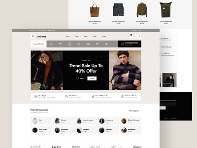 Ecommerce Fashion Store Website Design app store ecommerce ecommerce app ecommerce website fashion store footer header landingpage minimal ui unicoz ux website