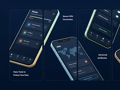 App Store Screenshots ad block app app store design ios mobile app mobile ui promo screenshots ui ux vpn