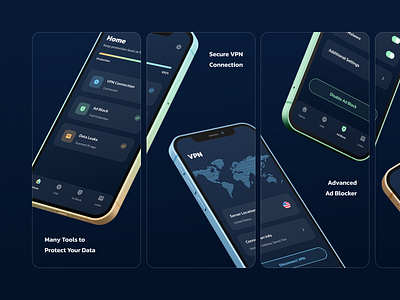 App Store Screenshots ad block app app store design ios mobile app mobile ui promo screenshots ui ux vpn