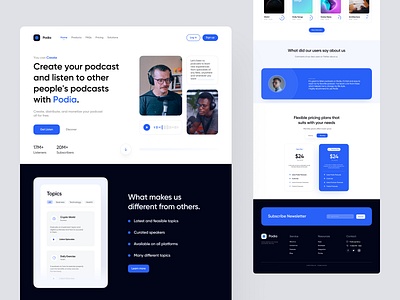 Podia podcast - Landing page design figma footer header landing landing page podcast podcast web podcast web landing ui uidesign ux web website