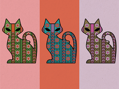 Cats 60s 70s cats design graphic design illustration mid century pattern vector