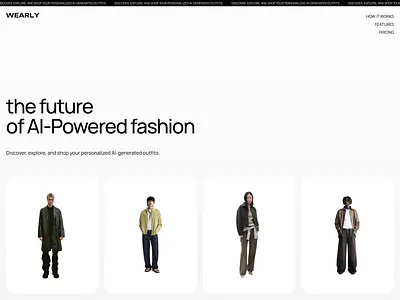Wearly - WWW ai app branding clean design fashion illustration landing logo minimal mobile outfit page platform ui ux