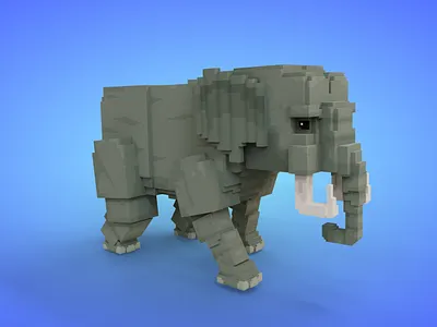 Voxel African Animals - Elephant - Game Asset 3d 3d model african animal animals pack animated cartoon elephant fantasy game asset isometric low poly lowpoly savanah voxedit voxel art voxels