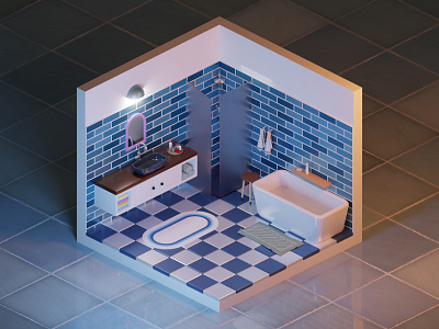 Bathroom 3d blender tiny scene