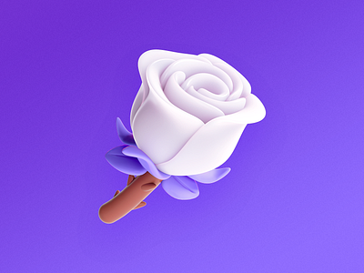 White Rose 3d branding c4d icon illustration logo ui