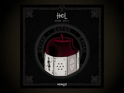 Venuz - Seven apple band card game cover illustration mithology rock