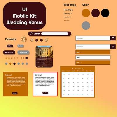 UI Mobile Kit for Wedding Venue graphic design kit ui ux