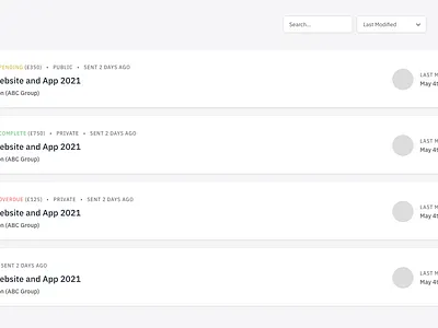 Projects – Complete, Pending, Overdue... actions app app design cards design projects ui web web app web design website