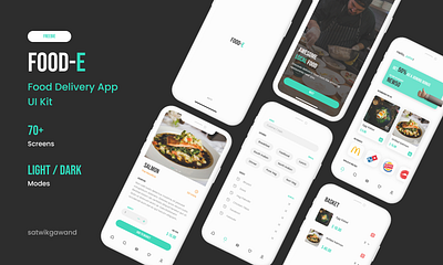 Food-e UI Kit app concept concept design design figma food free ios minimal order ui ui kit uidesign