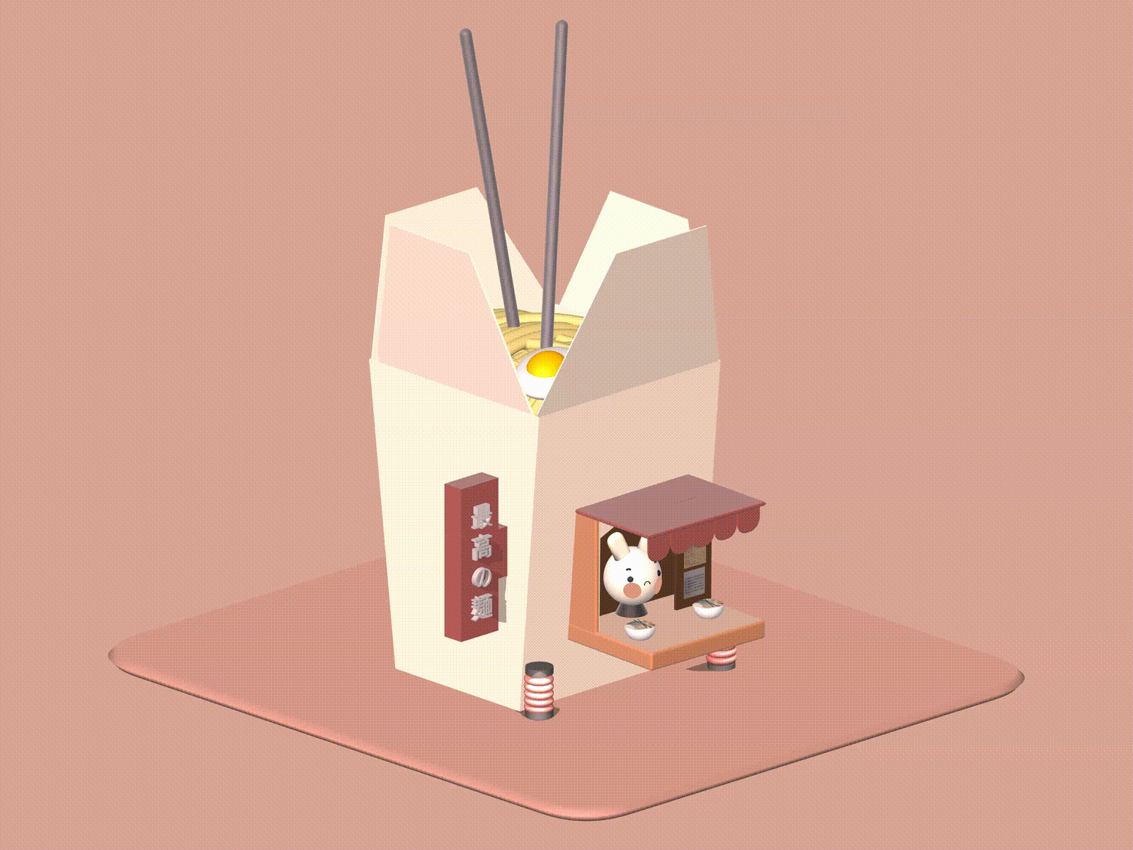 Сute bunny sells ramen🐰 3d 3dart 3dartist 3ddesign 3dillustration 3dmodel 3dmodeling anime design design art fooddesign ramen