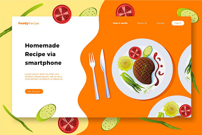 FoodyRecipe - Banner & Landing Page app banner branding concept corporates design development graphic design icon illustration landing recipe ui ui design ux ux design web web development website