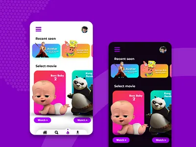 KiddoTV cartoon mobile app for kids ui