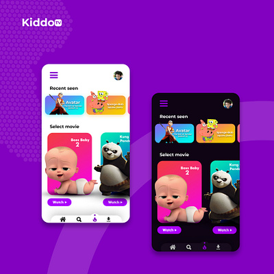 KiddoTV cartoon mobile app for kids ui