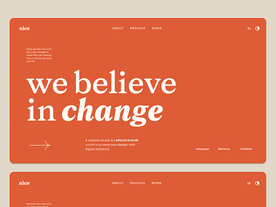 Landing Exploration believe change home design home exploration home iteration home website iteration landing page landing site orange sustainable website typography web home