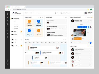 Project Managing Dashboard dashboard design minimal modern project management project management dashboard project managing project managing dashboard task ui ux