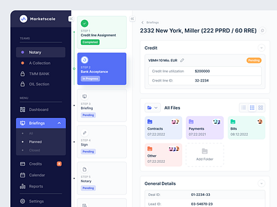 Briefing Process Service admin panel dashboard design system interface notary saas side menu side panel sidebar stepper steps ui ux web