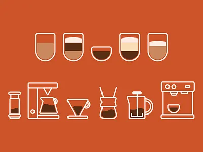 Line coffee icons - updated aeropress chemex coffee coffee icons coffee machine drip coffee espresso french press icons illustrator latte line icon minimal simple vector