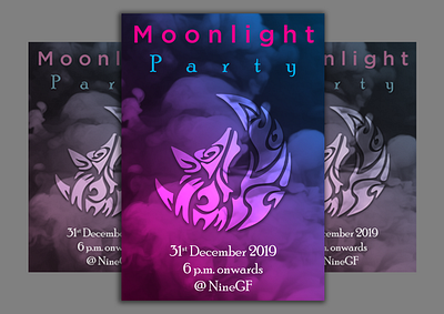 Moonlight Party Flyer adobe branding design disco fiverr flyer graphic design illustration music party teen