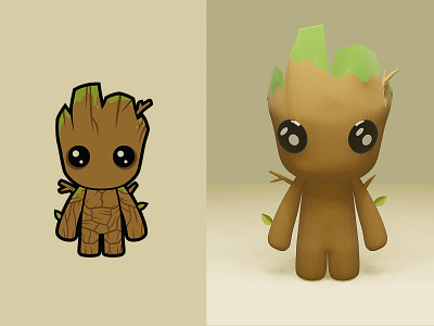 Groot 3d 3d illustration blender blender 3d high poly illustration marvel