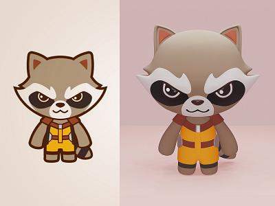 Racoon 3D 3d 3d illustration blender blender 3d high poly illustration marvel