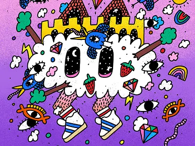 Cloudman character cloud doodle illustration nft nft artist procreate