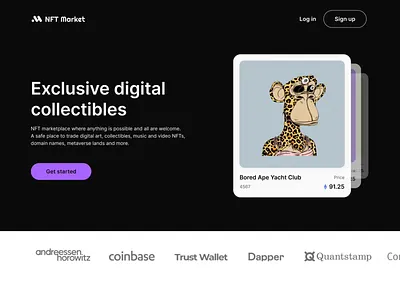 Landing Page NFT Marketplace animation branding business crypto cryptocurrency design development graphic design illustration landing page layout marketplace motion graphics nft nft landing typography ui web design
