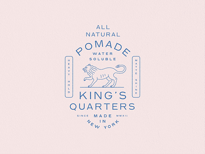 King's Quarters badge brand branding design hair heritage illustration king lion lockup logo pomade typography vintage