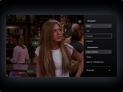 Blutv- Subtitle Menu Design blutv close button dropdown friends handmaids tale hbo jeffromy movie app netflix product design subtitle subtitle menu subtitle style turn back button tv series ui design ux design website design