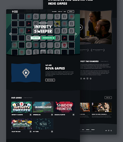 Sova Games - Indie Game Development Studio Landing Page web aesthetics