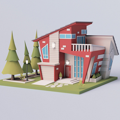 Cartoon Modern House modern modern house stylized