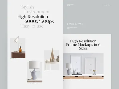 The Frames Minimalistic Landing Page frames grid landing minimalistic mockups slider tabs typography ui white space