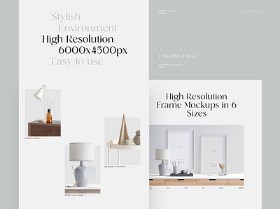 The Frames Minimalistic Landing Page frames grid landing minimalistic mockups slider tabs typography ui white space