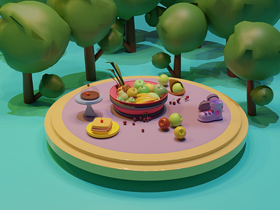 Picnic 3d 3d design blender branding design graphic design illustration ui