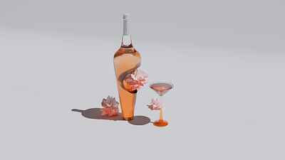 Вино Brunello - дизайн товара 3d 3д модель branding design graphic design illustration logo ui блендер блендер 3д бокал бутылка вино геометрия красота моделирование напиток розы светлое вино фотошоп
