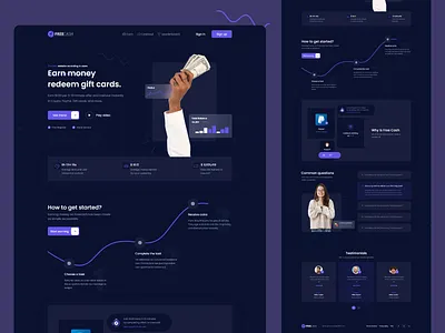 Freecash - Web landing page design blue coupons earn earn points freecash landing page money purple ui ui designer uiux ux web xd